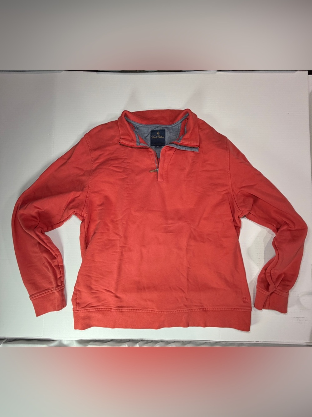 Brooks Brothers Coral Red Quarter-Zip Sweatshirt